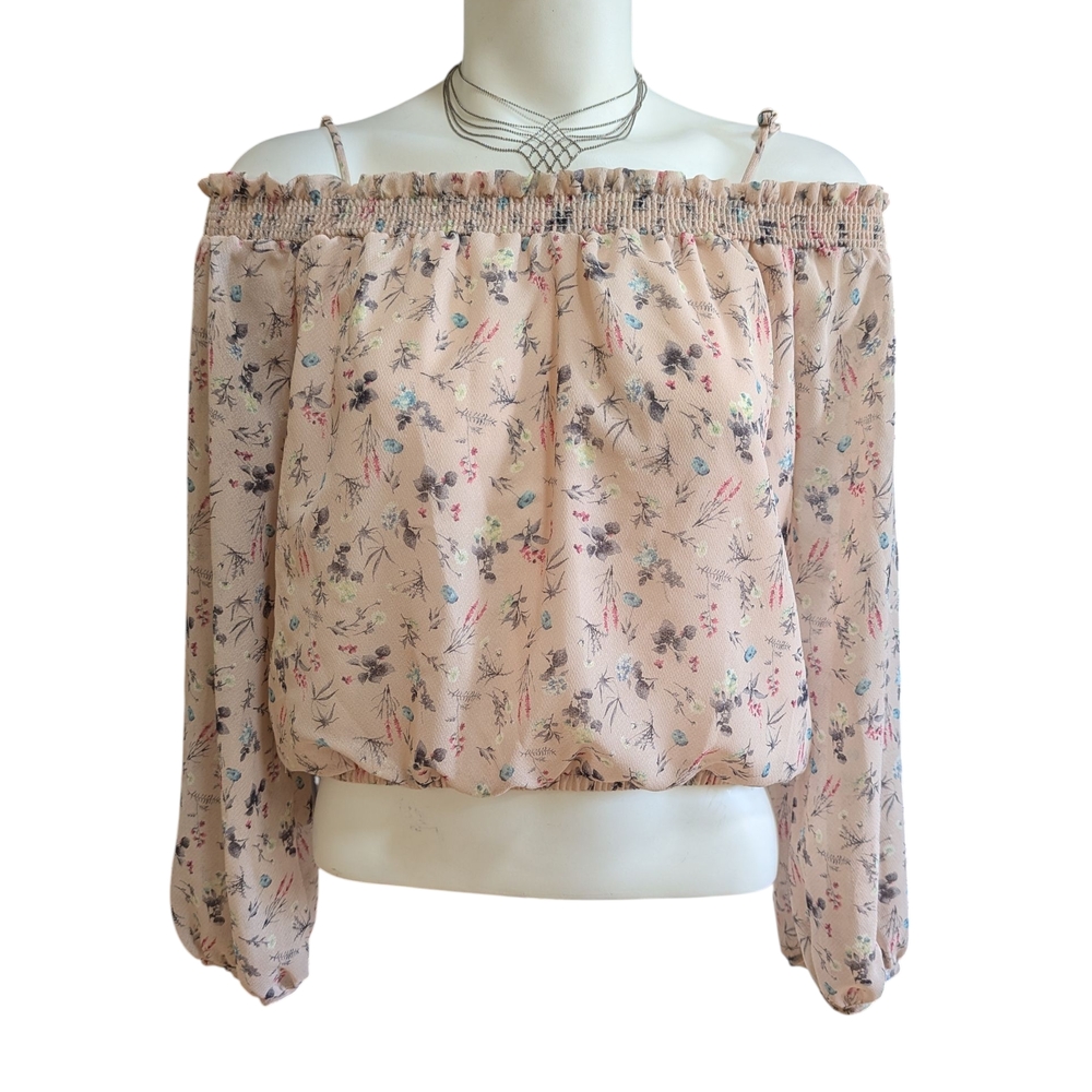 Lush Pink Floral Off-Shoulder Blouse
